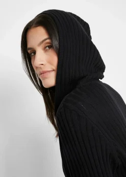 bonprix Bekleidung·Umstandsmode|Pullover & Strickjacken^Strickjacke mit Kapuze schwarz uni