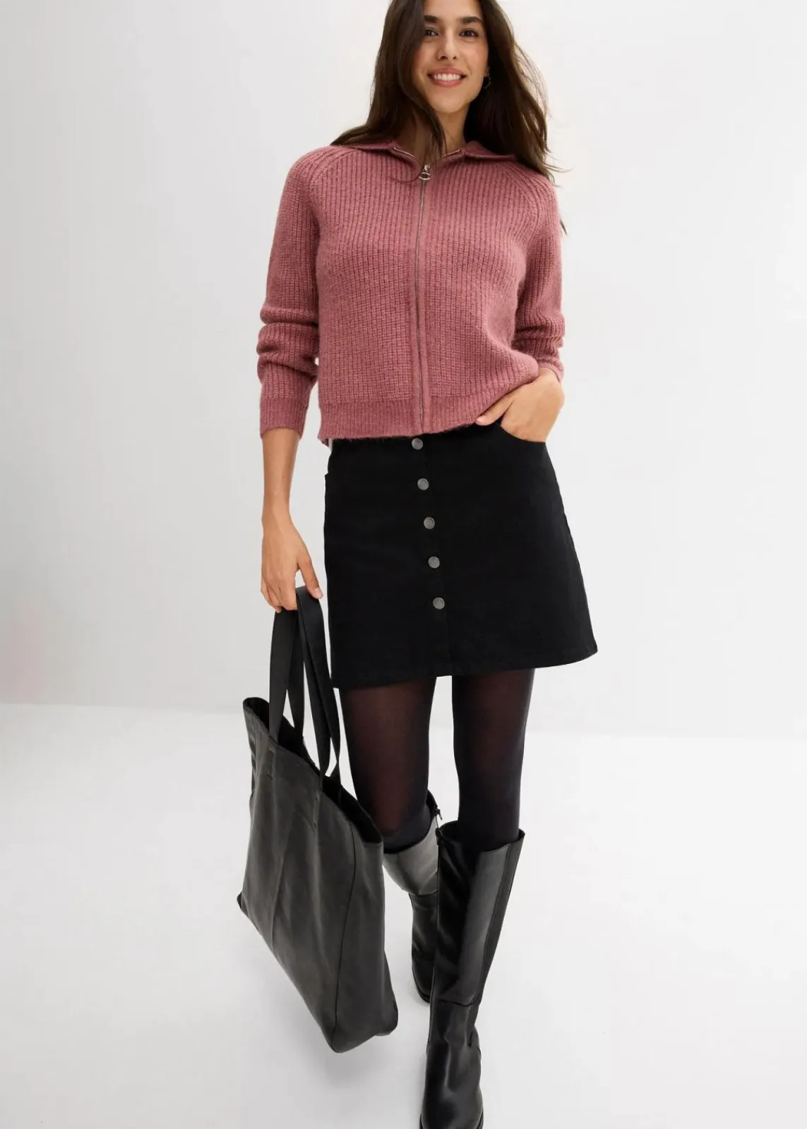 bonprix Bekleidung·Umstandsmode|Bekleidung·Jeans^Strickjacke mit Kapuze softbeere