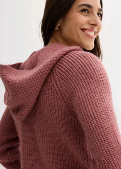 bonprix Bekleidung·Umstandsmode|Bekleidung·Jeans^Strickjacke mit Kapuze softbeere