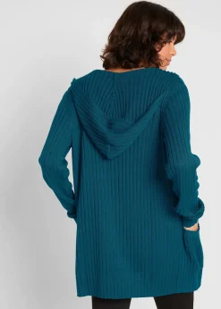 bonprix Bekleidung·Umstandsmode|Pullover & Strickjacken^Strickjacke mit Kapuze blaupetrol uni