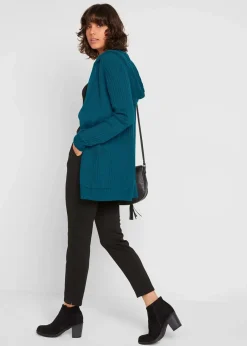 bonprix Bekleidung·Umstandsmode|Pullover & Strickjacken^Strickjacke mit Kapuze blaupetrol uni