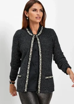bonprix Bekleidung·Umstandsmode|Bekleidung·Jeans^Strickjacke mit Perlen schwarz