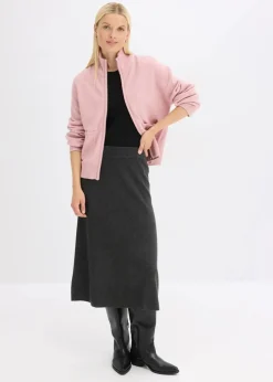 bonprix Bekleidung·Umstandsmode|Strickmode^Strickjacke mit Reißverschluss aschrosa