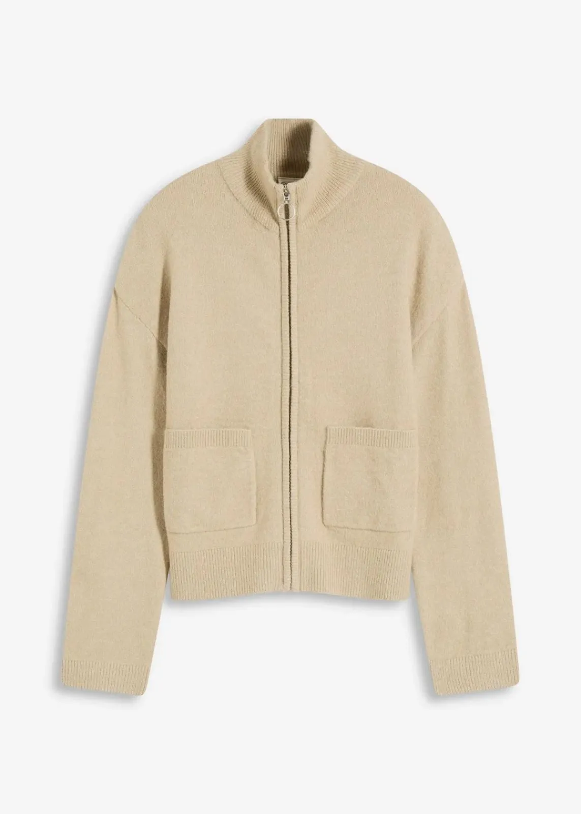 bonprix Bekleidung·Umstandsmode|Strickmode^Strickjacke mit Reißverschluss mattschilf