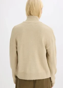 bonprix Bekleidung·Umstandsmode|Strickmode^Strickjacke mit Reißverschluss mattschilf