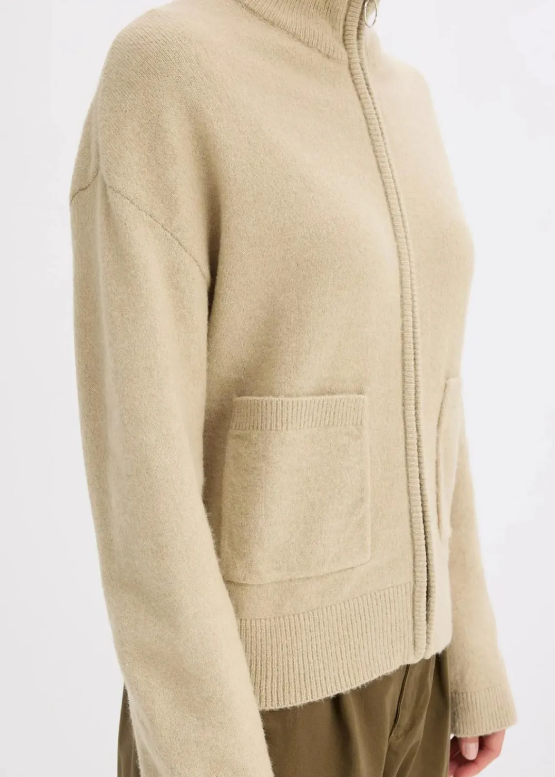 bonprix Bekleidung·Umstandsmode|Strickmode^Strickjacke mit Reißverschluss mattschilf