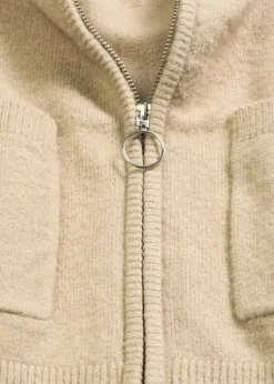 bonprix Bekleidung·Umstandsmode|Strickmode^Strickjacke mit Reißverschluss mattschilf