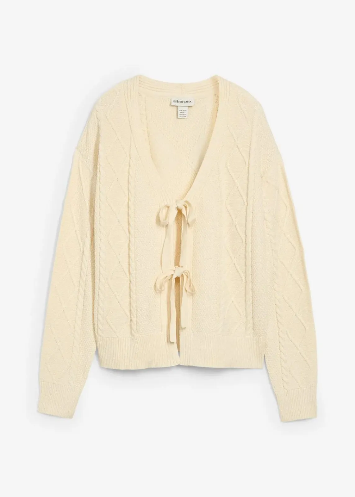 bonprix Bekleidung·Umstandsmode|Strickmode^Strickjacke mit Schleifen natur