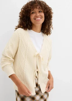 bonprix Bekleidung·Umstandsmode|Strickmode^Strickjacke mit Schleifen natur