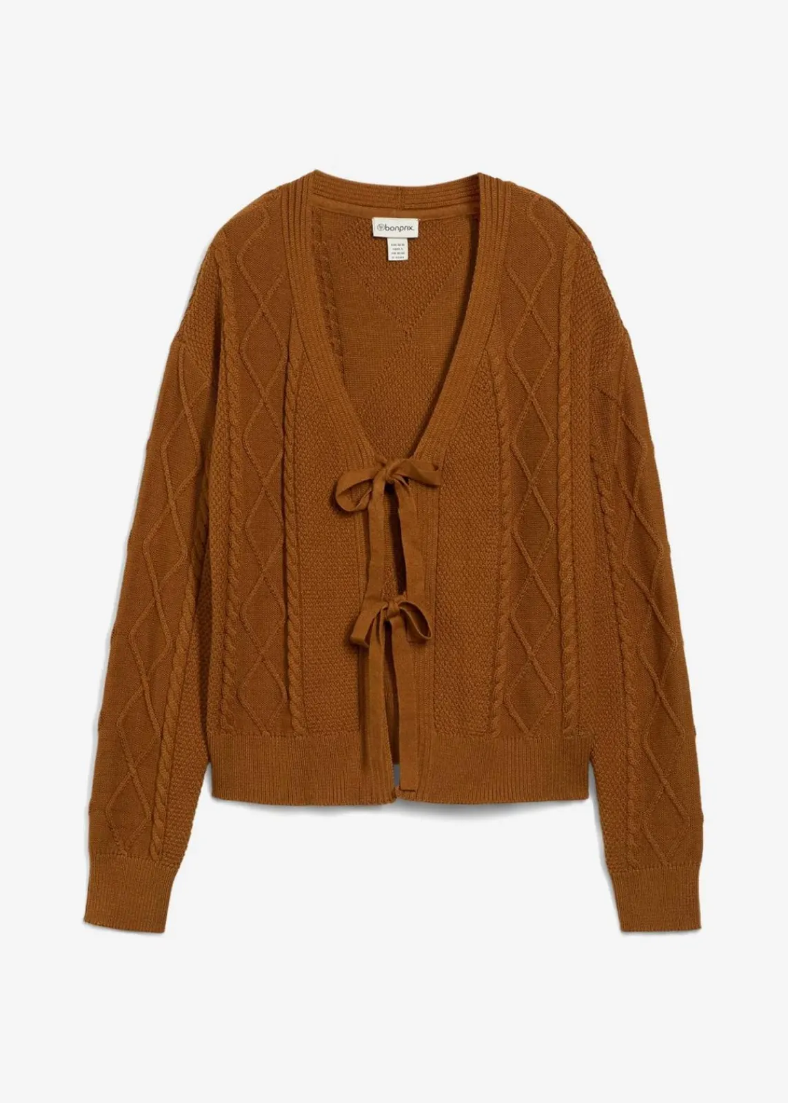 bonprix Bekleidung·Umstandsmode|Strickmode^Strickjacke mit Schleifen nougat