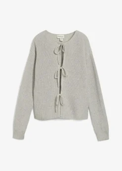 bonprix Pullover & Strickjacken|Strickmode^Strickjacke mit Schleifen-Detail hellgrau meliert