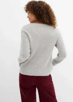 bonprix Pullover & Strickjacken|Strickmode^Strickjacke mit Schleifen-Detail hellgrau meliert