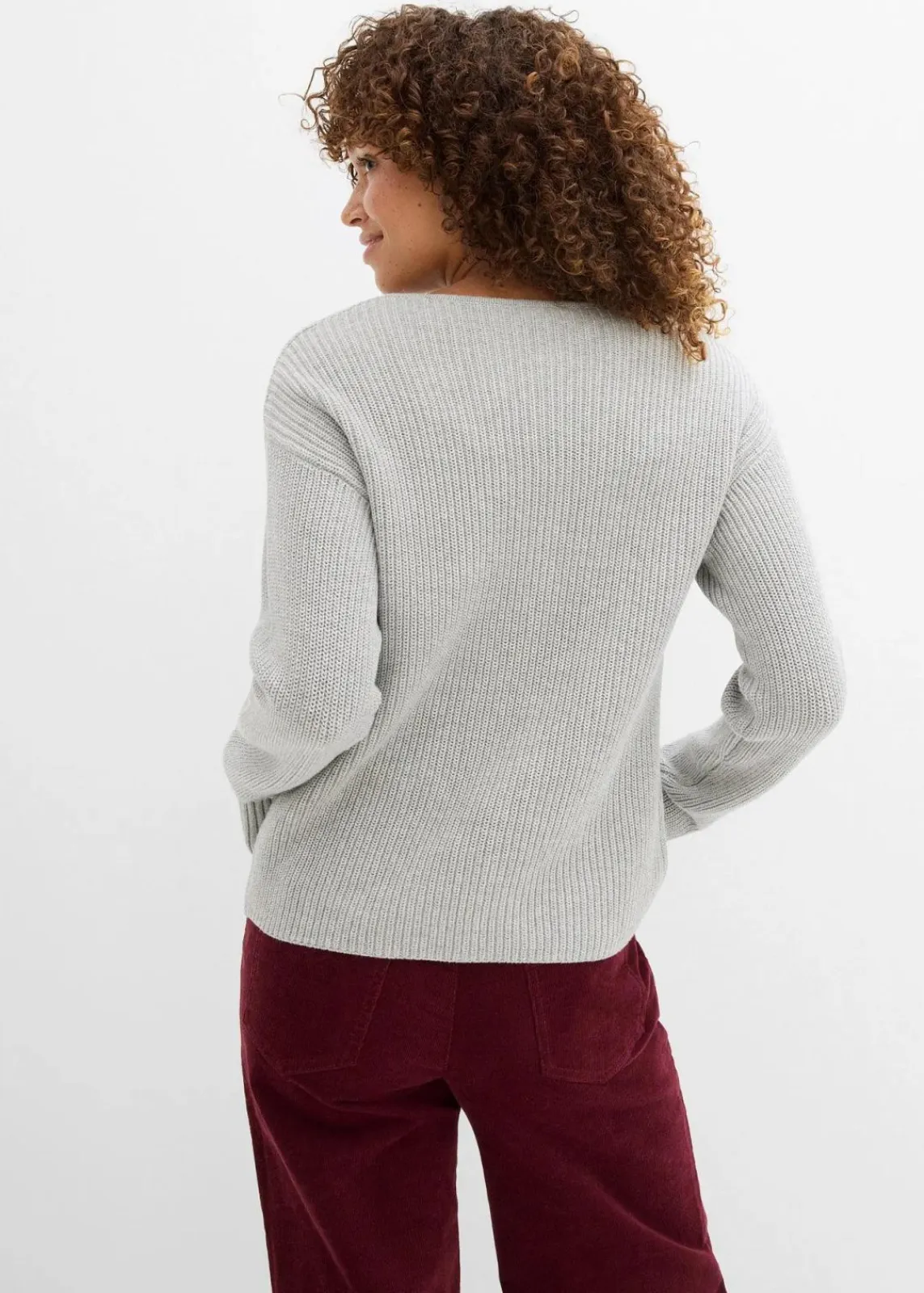 bonprix Pullover & Strickjacken|Strickmode^Strickjacke mit Schleifen-Detail hellgrau meliert