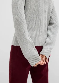 bonprix Pullover & Strickjacken|Strickmode^Strickjacke mit Schleifen-Detail hellgrau meliert