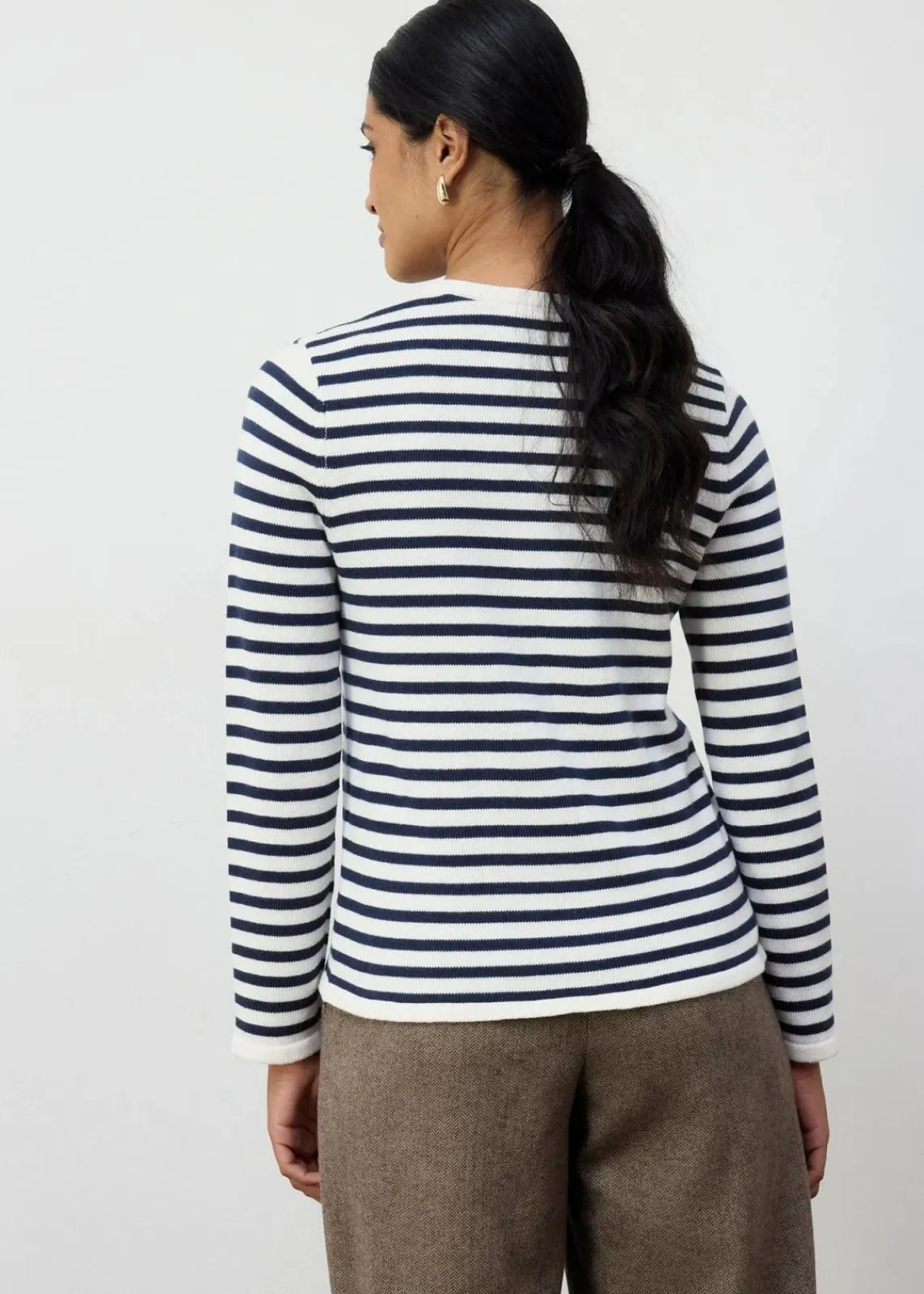 bonprix Strickmode|Pullover & Strickjacken^Strickjacke mit Seidenanteil dunkelblau/wollweiß gestreift