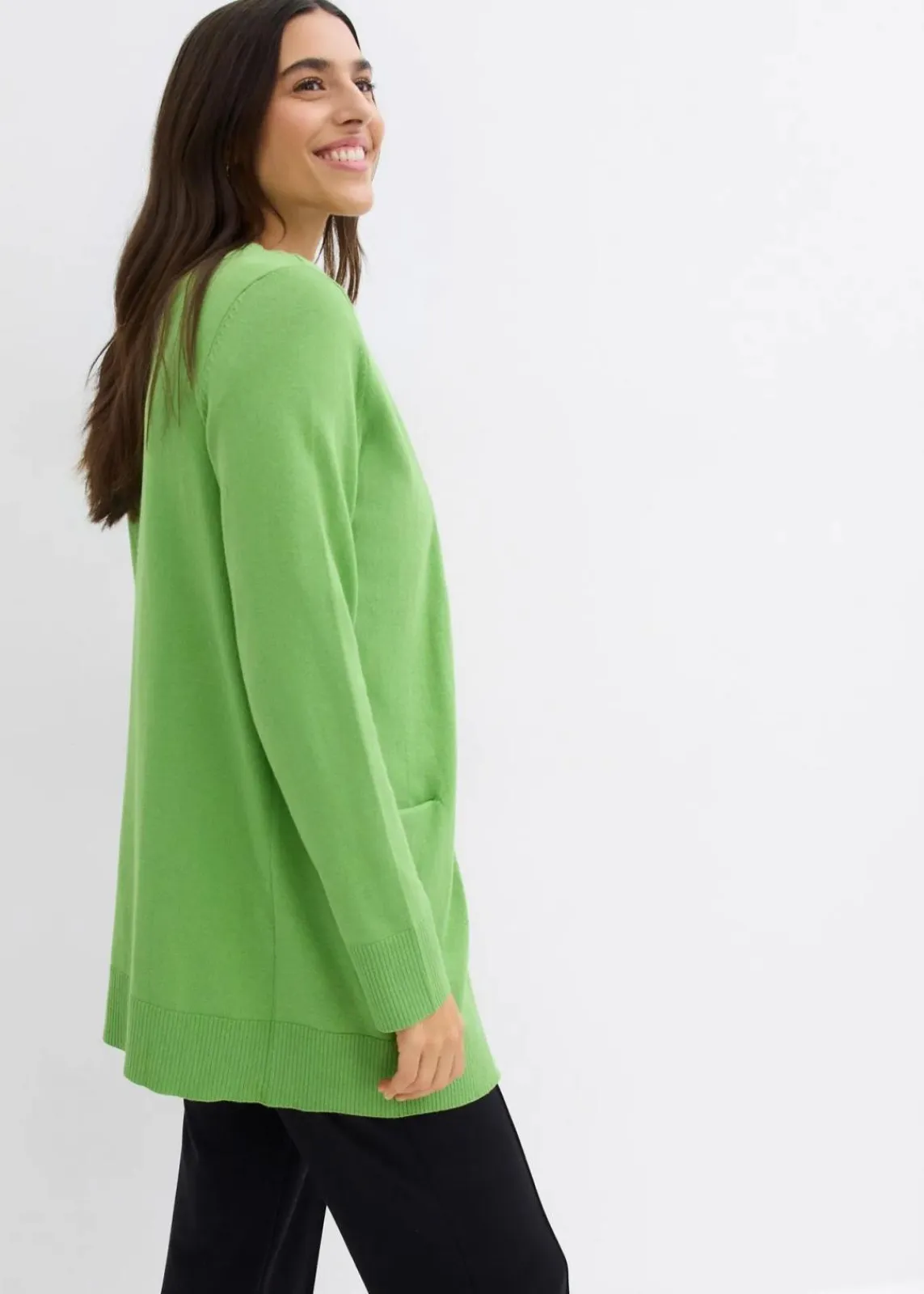 bonprix Bekleidung·Umstandsmode|Bekleidung·Röcke^Strickjacke mit Taschen, Langarm kleegrün