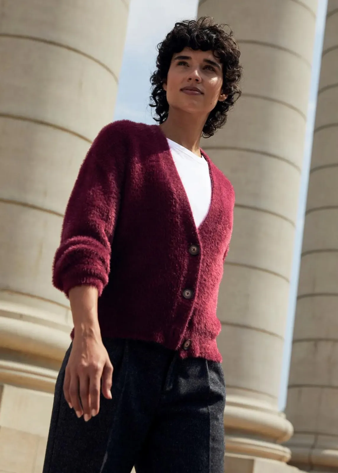 bonprix Bekleidung·Umstandsmode|Bekleidung·Jeans^Strickjacke mit Viskose rhododendronrot