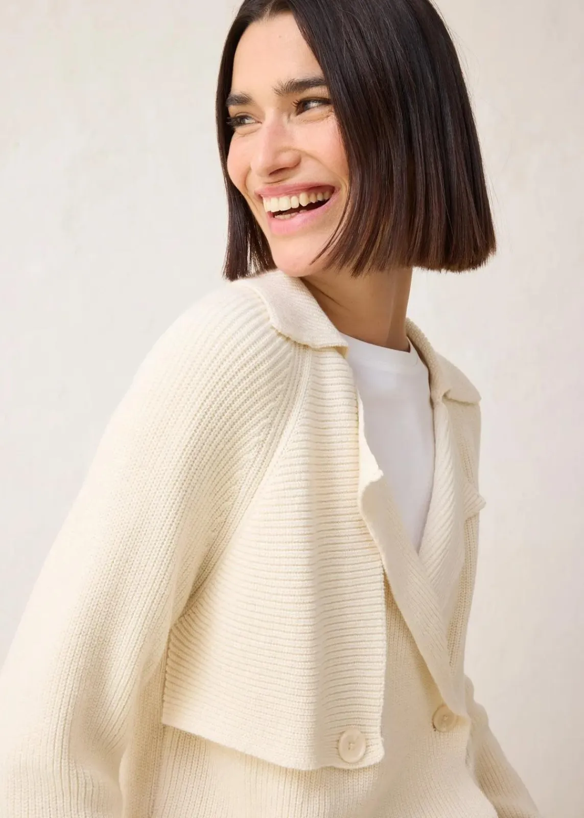 bonprix Pullover & Strickjacken|Strickmode^Strickjacke mit Wolle naturbeige