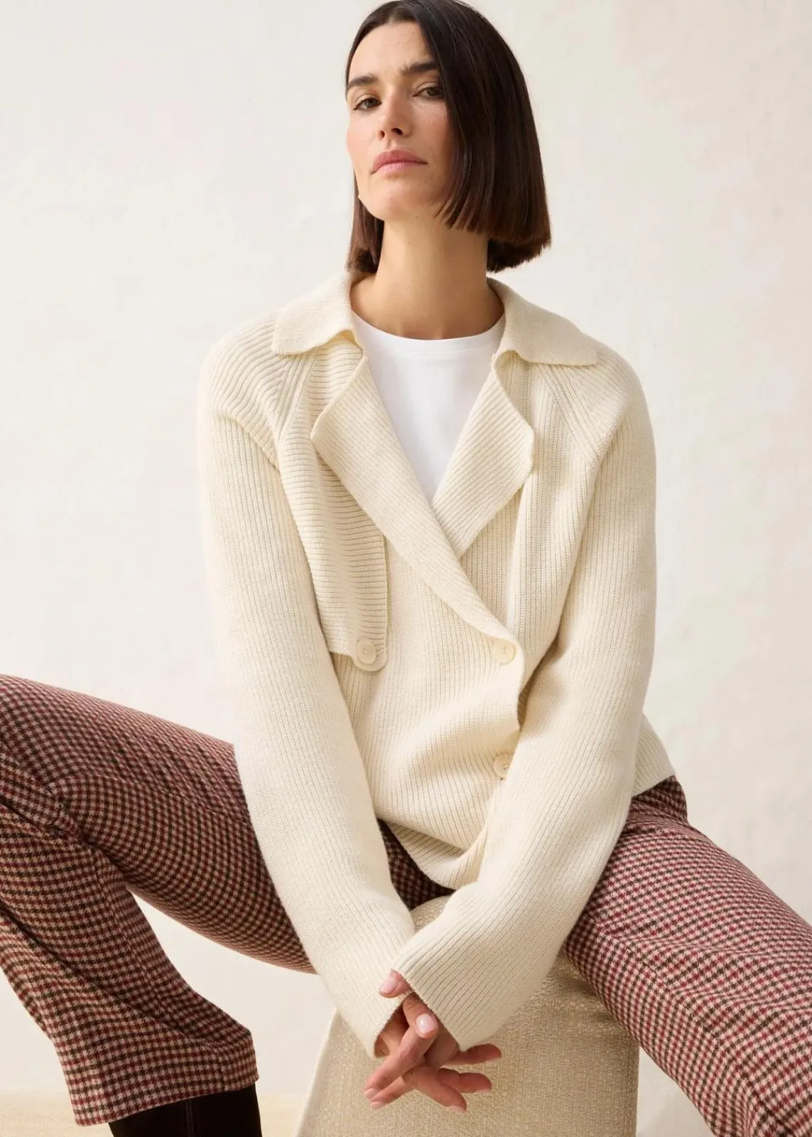 bonprix Pullover & Strickjacken|Strickmode^Strickjacke mit Wolle naturbeige