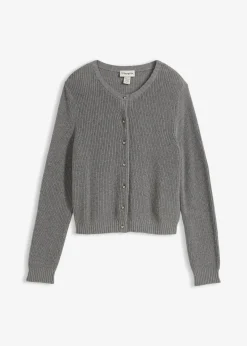bonprix Bekleidung·Umstandsmode|Strickmode^Strickjacke mit Zierknöpfen aus Woll-Mix grau meliert