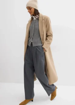 bonprix Bekleidung·Umstandsmode|Strickmode^Strickjacke mit Zierknöpfen aus Woll-Mix grau meliert
