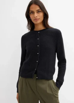 bonprix Bekleidung·Umstandsmode|Strickmode^Strickjacke mit Zierknöpfen aus Woll-Mix schwarz