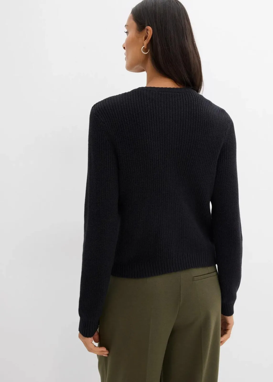 bonprix Bekleidung·Umstandsmode|Strickmode^Strickjacke mit Zierknöpfen aus Woll-Mix schwarz