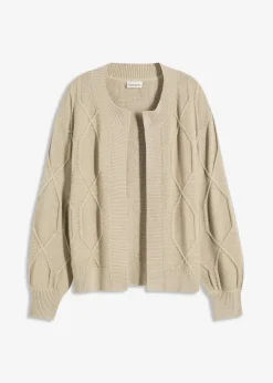 bonprix Bekleidung·Umstandsmode|Bekleidung·Jeans^Strickjacke mit Zopfmuster mattschilf meliert