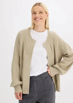 bonprix Bekleidung·Umstandsmode|Bekleidung·Jeans^Strickjacke mit Zopfmuster mattschilf meliert