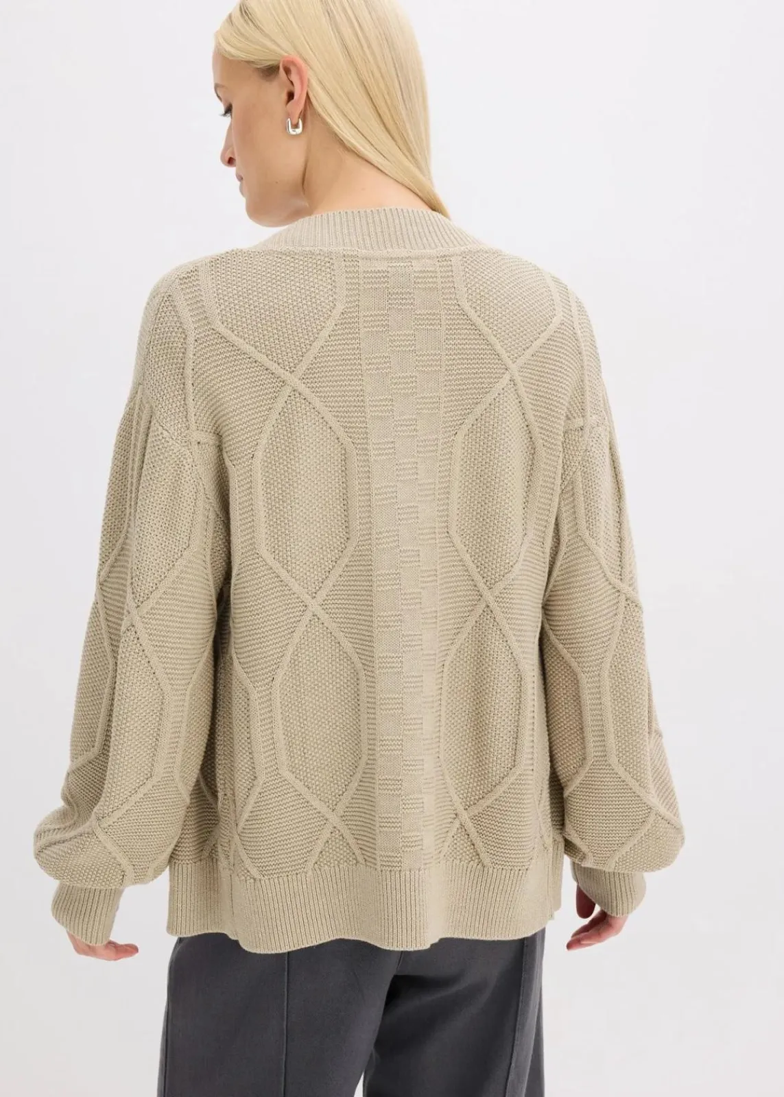 bonprix Bekleidung·Umstandsmode|Bekleidung·Jeans^Strickjacke mit Zopfmuster mattschilf meliert