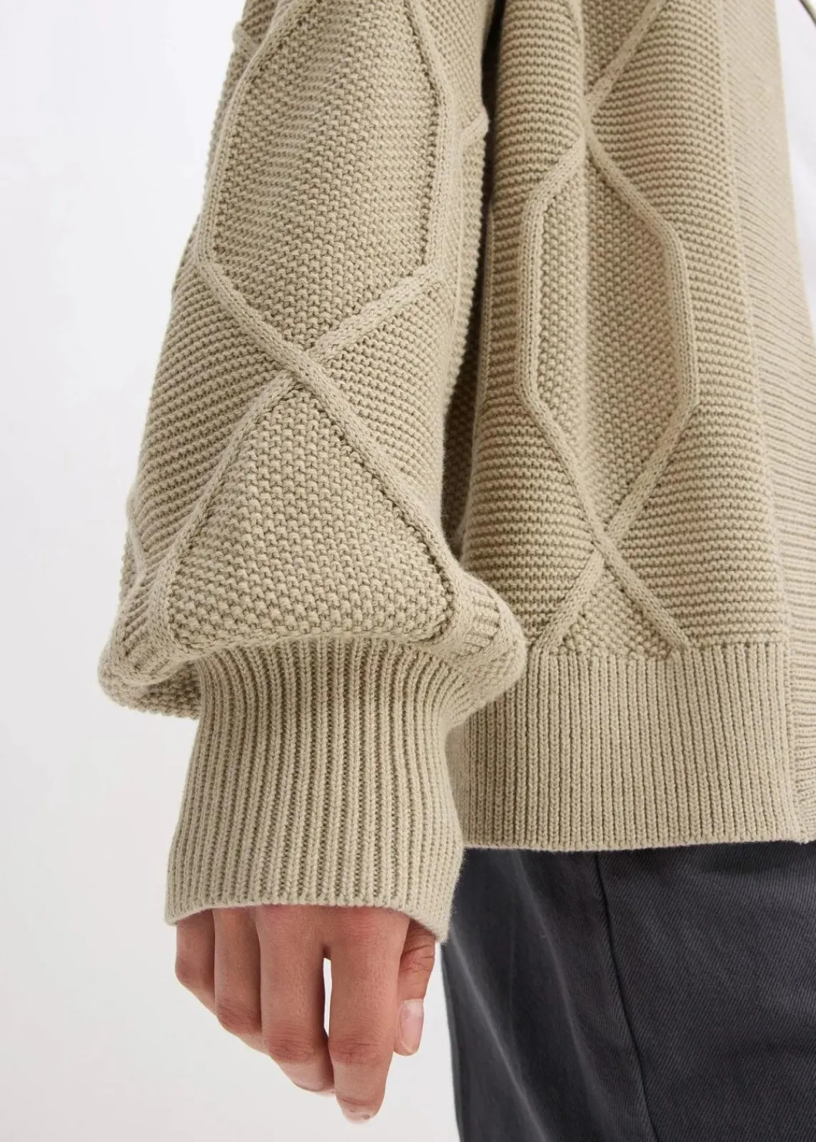 bonprix Bekleidung·Umstandsmode|Bekleidung·Jeans^Strickjacke mit Zopfmuster mattschilf meliert
