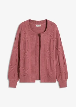bonprix Pullover & Strickjacken|Strickmode^Strickjacke mit Zopfmuster softbeere