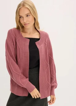 bonprix Pullover & Strickjacken|Strickmode^Strickjacke mit Zopfmuster softbeere