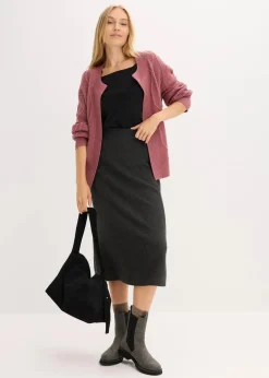 bonprix Pullover & Strickjacken|Strickmode^Strickjacke mit Zopfmuster softbeere