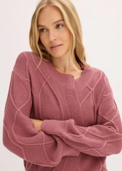 bonprix Pullover & Strickjacken|Strickmode^Strickjacke mit Zopfmuster softbeere