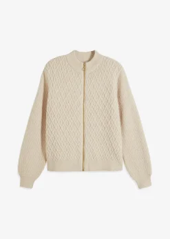 bonprix Bekleidung·Umstandsmode|Bekleidung·Jeans^Strickjacke mit Zopmuster beige meliert
