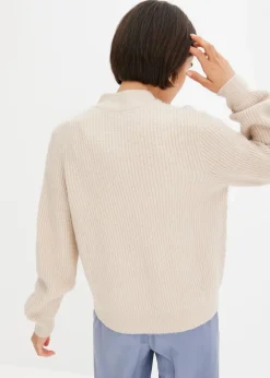 bonprix Bekleidung·Umstandsmode|Bekleidung·Jeans^Strickjacke mit Zopmuster beige meliert