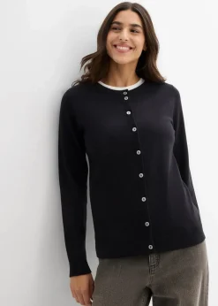 bonprix Bekleidung·Umstandsmode|Bekleidung·Röcke^Strickjacke, Rundhals schwarz