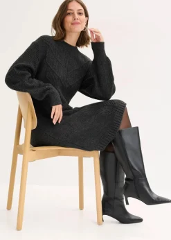 bonprix Bekleidung·Umstandsmode|Bekleidung·Pullover & Strickjacken^Strickkleid anthrazit meliert