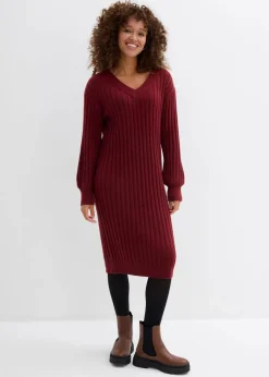 bonprix Kleider|Strickmode^Strickkleid rubinrot