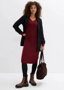 bonprix Kleider|Strickmode^Strickkleid rubinrot