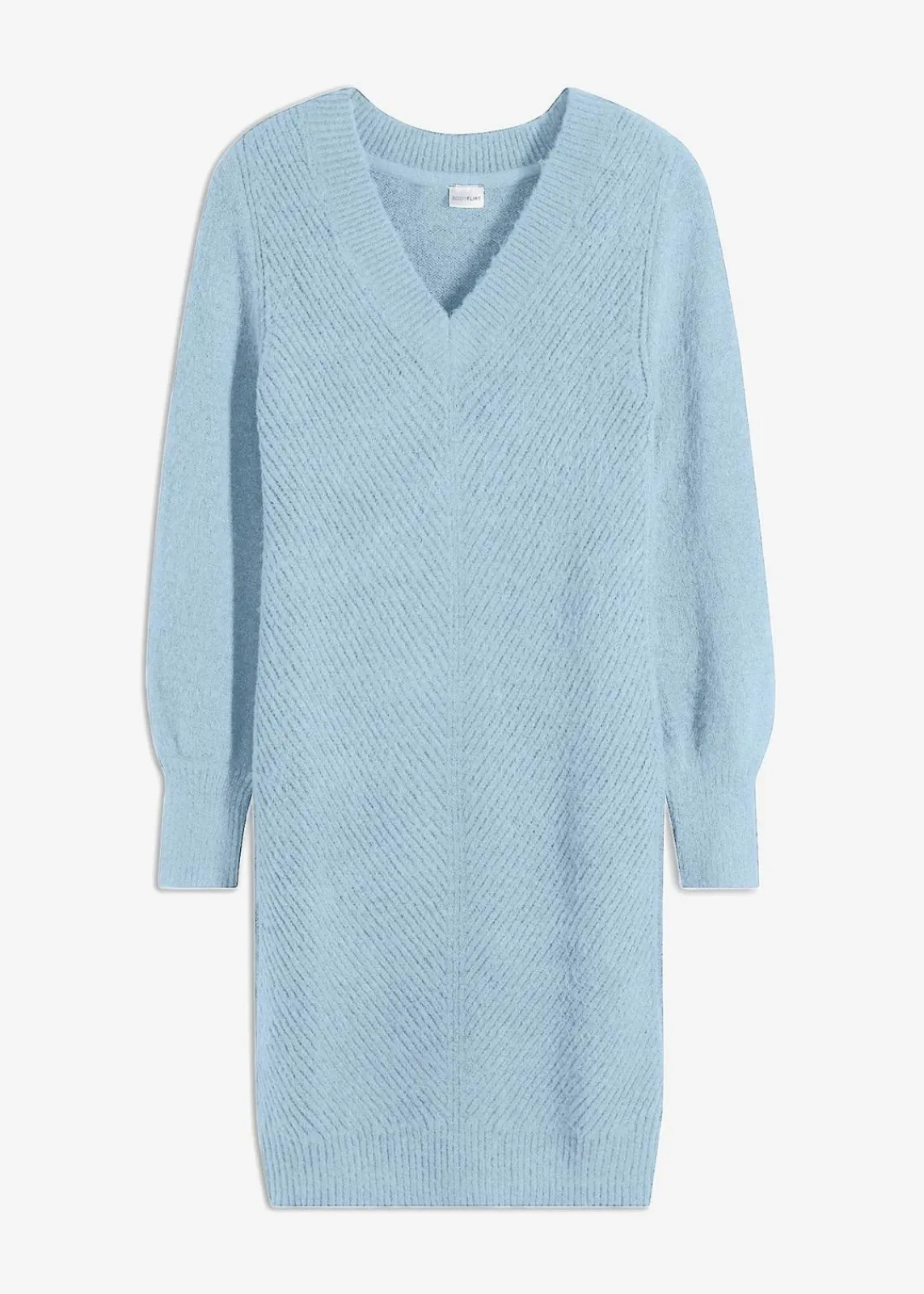 bonprix Kleider|Strickmode^Strickkleid puderblau meliert