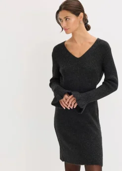 bonprix Bekleidung·Umstandsmode|Bekleidung·Pullover & Strickjacken^Strickkleid anthrazit meliert