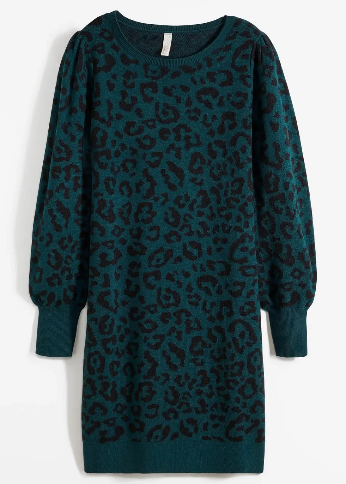 bonprix Kurzgrößen|Bekleidung·Umstandsmode^Strickkleid dunkelgrün leo