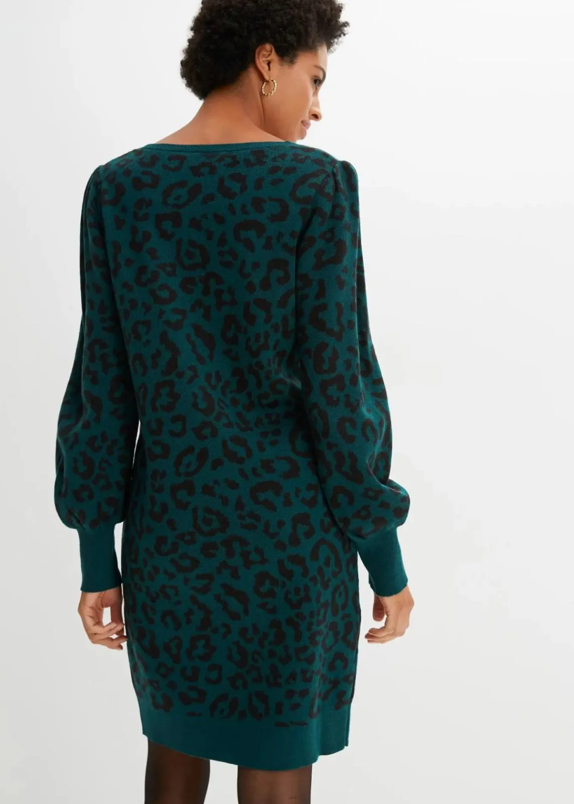 bonprix Kurzgrößen|Bekleidung·Umstandsmode^Strickkleid dunkelgrün leo