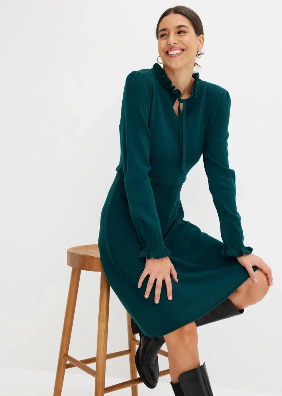 bonprix Bekleidung·Umstandsmode|Bekleidung·Pullover & Strickjacken^Strickkleid tiefgrün