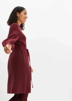 bonprix Kleider|Strickmode^Strickkleid ahornrot meliert