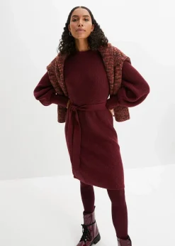 bonprix Kleider|Strickmode^Strickkleid ahornrot meliert
