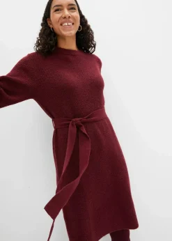 bonprix Kleider|Strickmode^Strickkleid ahornrot meliert