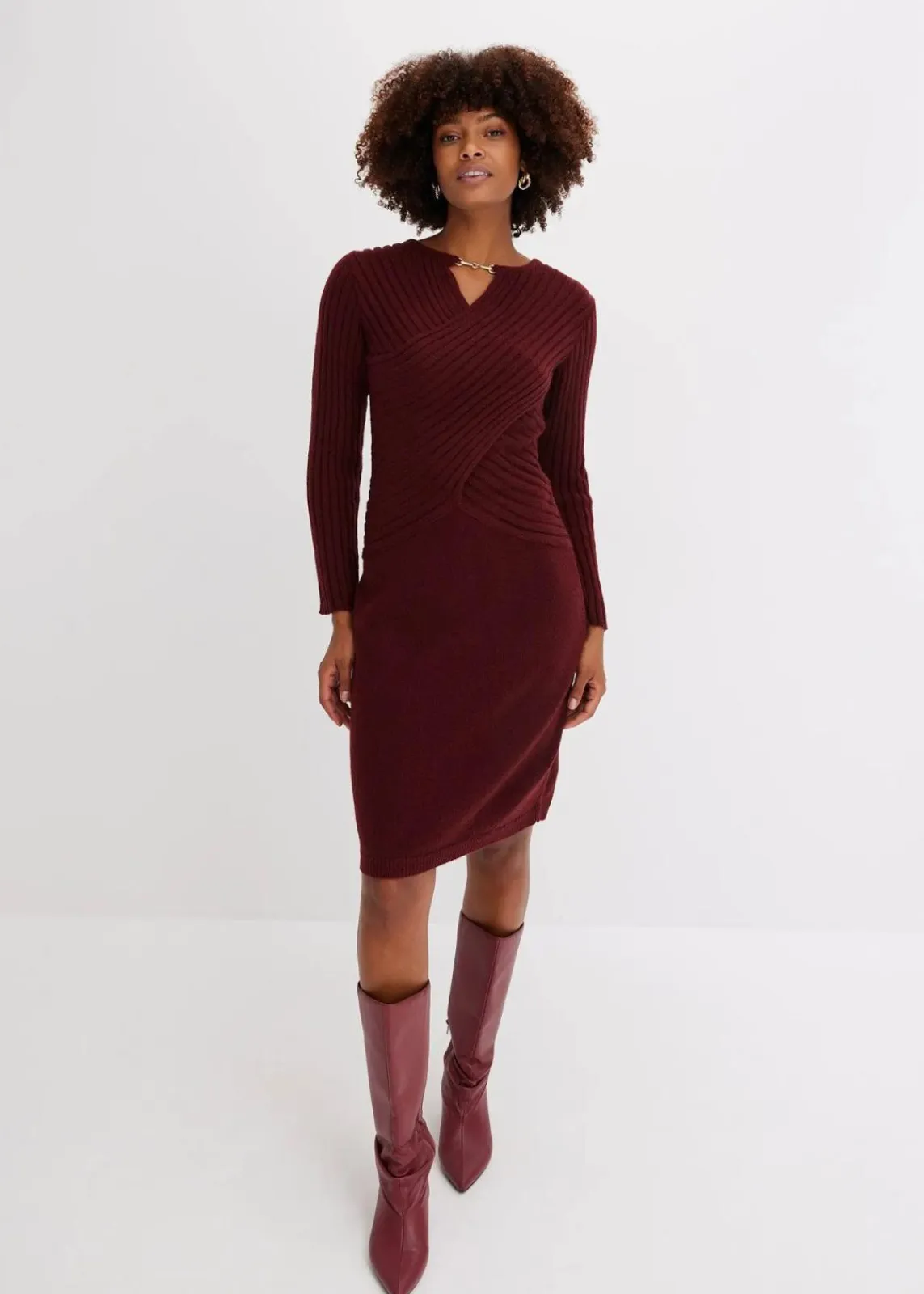 bonprix Bekleidung·Umstandsmode|Strickmode^Strickkleid rubinrot
